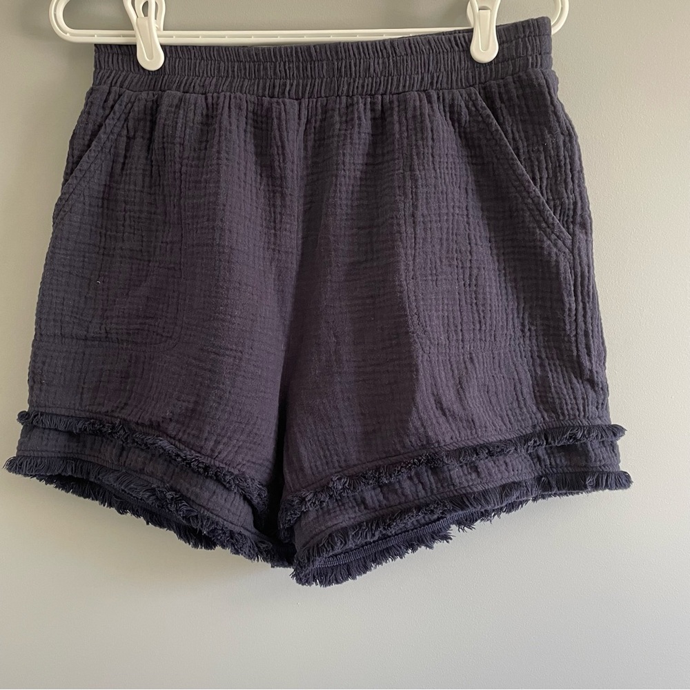 EUC C&C California High-rise Bohemian Fringe Cotton Gauze Navy Shorts